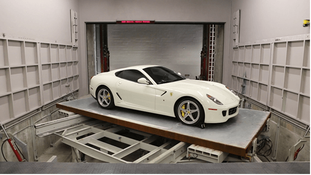 Classic car sitting in a storage unit.